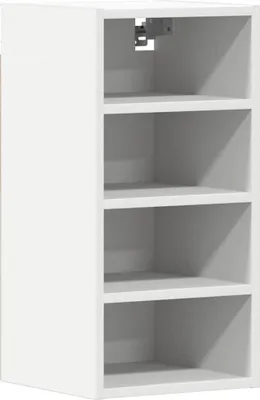 A white cabinet with four shelves.