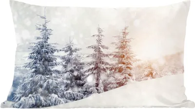 Produktbild von MuchoWow® Zierkissen Sofakissen Wohnzimmer Dekokissen 60x40 cm Baum - Schnee - Winter - Kopfkissen - Polster mit Foto