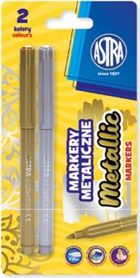 Zdjęcie produktu dla Markery metaliczne 1-2 mm złoty i srebrny Astra