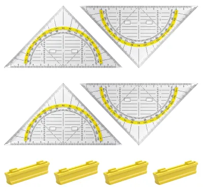 Produktbild von Set mit 4 transparenten Kunststoff-Winkel, 16 cm, mit Winkelmesser
