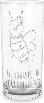 Produktbild von Mr. & Mrs. Panda Tumbler Biene Blume 200 ml - Transparent - Geschenk, Trinkglas, Cocktailglas, Wasserglas, Longdrinkglas, Glas