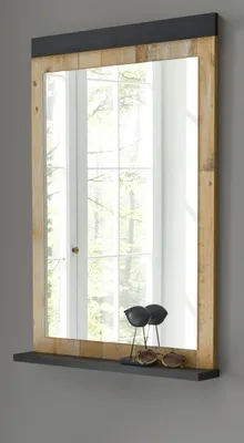 Produktbild von Garderobenspiegel "Stove" Used Wood hell anthrazit Wandspiegel mit Ablage 66 x 95 cm