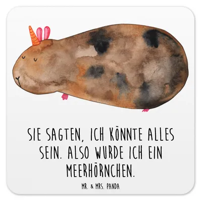 Produktbild von Mr. & Mrs. Panda Untersetzer für Gläser Einhorn Meerschweinchen 15er Set - Weiß - Geschenk, Meerschwein, Tassenuntersetzer, Tischuntersetzer, Unicorn, Meerhörnchen