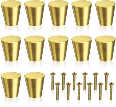 Produktbild von Unyqoos® Messing Möbelknöpfe 12er-Set – runde Schrank- & Schubladengriffe mit Schrauben, poliert, Ø 15 mm