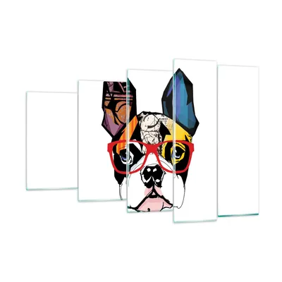 Produktbild von Bilder auf glas - Hund Brille Bunt Bulldogge - 150x100cm - Glasbilder - Wandbilder - Kunstdruck - zum Aufhängen bereit - Wanddekoration aus Glas - Glas Bilder - Wandbild auf Glas - GEG150x100-3206