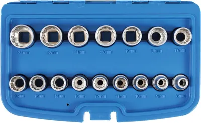 Imagen del producto de BGS 2226: Juego de llaves de vaso de 12,5 mm (1/2"), de 8 a 24 mm, de 12 caras, 16 piezas.