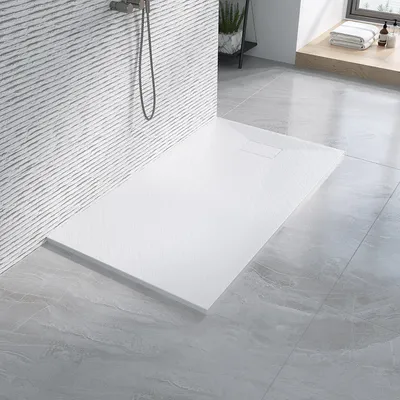 Produktbild von AQUABATOS SMC Duschwannen für badezimmer antirutsch, schieferoptik duschtasse rechteckig, modern-design brausewanne weiße extra-flach 140x80cm