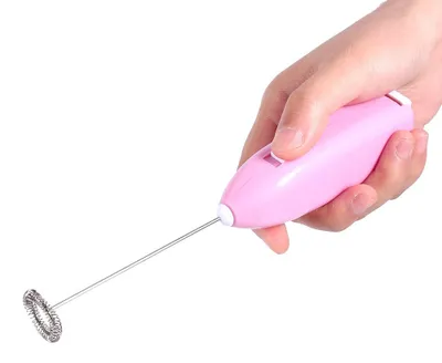 Hand-Milchaufschäumer, tragbar, batteriebetrieben, rosa