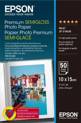 Produktbild von Epson Premium Semigloss Photo Paper 10x15, 50 Blatt 251 g