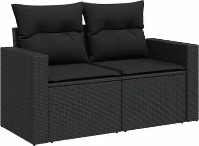 Produktbild von vidaXL 8-tlg. Garten-Sofagarnitur mit Kissen Schwarz Poly Rattan