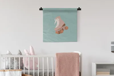 Produktbild von MuchoWow® Wandteppich Wandbehang Sommer - Rollschuh - Pastell 60x60 cm Tapisserie Dekoration Wandtuch - Dekorationen - Wand Decke