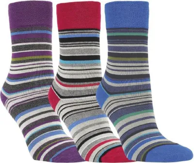 Produktbild von 3 Paar Bambus Viskose Socken Ringel Softrand ohne Gummi für Damen Modell 2024 Gr. 35/38