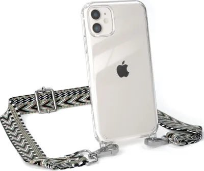 Produktbild von EAZY CASE Handykette - Verstellbarer Trageriemen kompatibel mit Apple iPhone 11, Handykordel mit transparenter Silikon-Hülle, Band in Grün