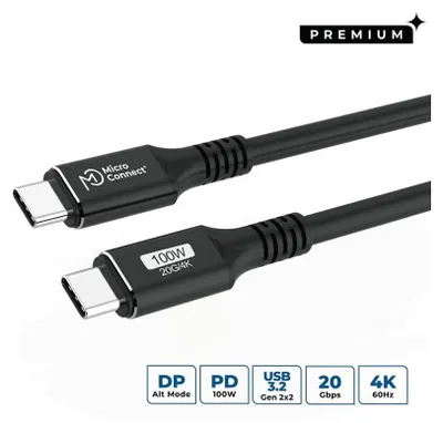 Produktbild von Microconnect USB3.2CC5, 5 m, USB C, USB C, USB 3.2 Gen 2x2, Stecker, Schwarz