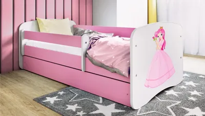 Produktbild von Kinderbett Jugendbett Prinzessin 70x140, 80x160, 80x180 cm - Komplettset mit Schublade & Rausfallschutz