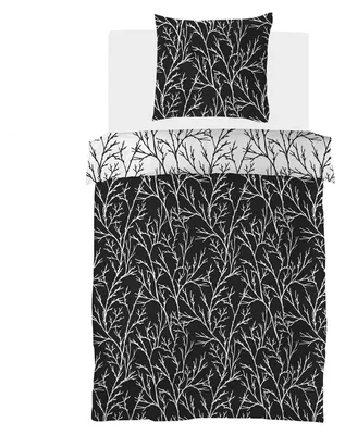 Produktbild von Brielle Mako Satin Wendebettwäsche Set 100 % Baumwolle\/Fadenzahl 220 mit Reißverschluss 2-teilig Deckenbezug 140 x 200 cm Kissenbezug 65 x 65 cm Schwarz Weiss