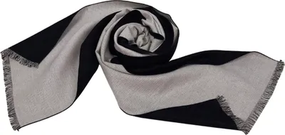 Produktbild von Winterschal Seidenflanell schwarz naturweiß - sanft wie Kaschmir 100% Seide