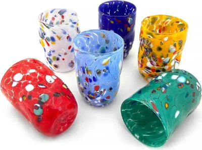 Produktbild von Casa Padrino Luxus Murano Kristallglas Wasserglas 6er Set Bunt Ø 8 x H. 12 cm -  Italy