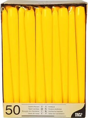 Produktbild von 100 Papstar Leuchterkerzen Ø 2,2 cm, 25 cm gelb 17970