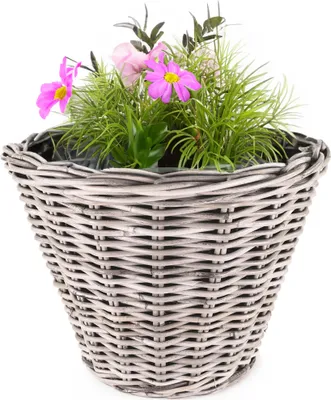 Produktbild von Rattan Pflanzkübel als hoher, runder Pflanztopf in 39 x 31 cm