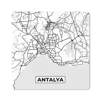 Produktbild von MuchoWow® Mauspad Mousepad Antalya - Stadtplan - Schwarz und weiß - Karte 20x20 cm - Mousepads - Maus Mat - Pad - Mausunterlage - Desk Mat - Bureauartikeln