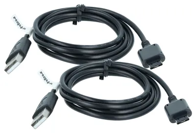 Produktbild von vhbw 2x USB Datenkabel kompatibel mit Elson EL470, EL520, EL550, EL570, EL590, EL380 Handy - schwarz 100cm