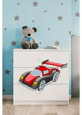 Produktbild von Kommode mit 3 Schubladen Kocot Kids Babydream Rennauto - Weiß