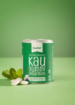 Produktbild von Xucker Kaugummis Spearmint, zuckerfreie Kaugummis mit Xylit, 100 g