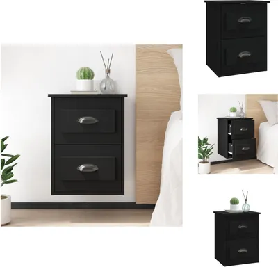 Image de vidaXL Table de nuit murale noire 41,5x36x53 cm - Tables de nuit