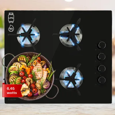 Obrázok produktu pre Klarstein Plynový sporák 4 horáky, 7,6 kW vstavaný plynový sporák na vnútorné použitie, plynový sporák z nehrdzavejúcej ocele do obytných áut, 4-horákový plynový sporák, plynové sporáky so štyrmi horákmi, moderný vstavaný plynový sporák, plynový sporák