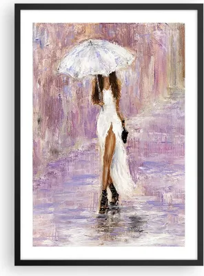 Produktbild von Gerahmtes Poster - Schwarzer Rahmen - Frau Regenschirm - 50x70 cm - Wand Bild - Wanddeko - Wandbilder - Kunstposter - Wandposter - Bilderrahmen - Bilder - Kunstdruck - Wandbild - P2BPA50x70-3822