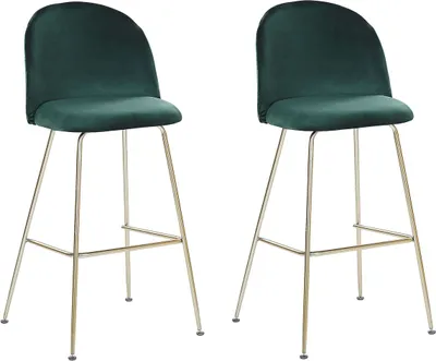 Produktbild von BELIANI Trendy Barstuhl Grün Gold Samtstoff Metall Glamour Look Modern Esszimer Wohnzimmer