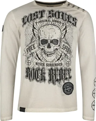 Produktbild von Rock Rebel by EMP Herren graues Langarmshirt mit Frontprint und Patch M