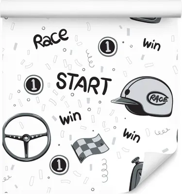 Immagine prodotto di 10m VLIES WALLPAPER rotolo camera bambini sport caschi da corsa volanti XXL