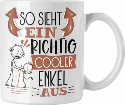 Produktbild von Trendation - Enkel Tasse Geschenk So Sieht Ein RIchtig Cooler Enkel Aus Geschenkidee Lustiger Spruch Geburtstag Becher Kaffeetasse (Weiß)