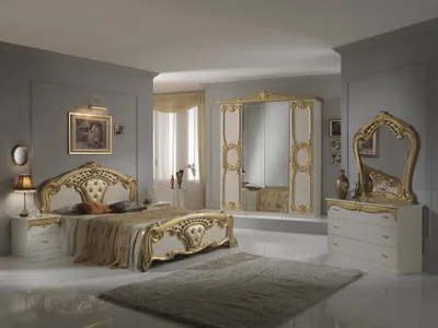 Produktbild von Klassisches Bettgestellt Schlafzimmer Set 3 tlg. Bett + 2 Nachttische Stil Möbel