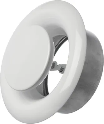 Imagen del producto de Válvula de desagüe de 80 mm de diámetro, de metal blanco, con rejilla de ventilación redonda, para instalación en pared o techo