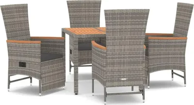 Productafbeelding van vidaXL 5-delige tuinset met kussens, grijs, polyrotan