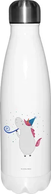 Produktbild von Mr. & Mrs. Panda Trinkflasche Einhorn Party - Weiß - Geschenk, Unicorn, thermosflaschen, Disco, Fest, Einhörner, Thermosflasche, trinkflaschen, thermobehälter, Trinkgefäß