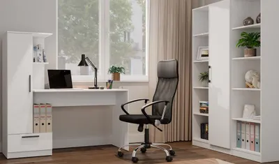 Produktbild von Schreibtisch + Bücherregal Set COSMO WHITE