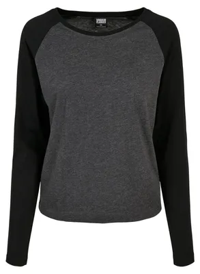 Produktbild von Urban Classics - T-Shirt Raglanärmel für Damen Langärmlig TN1010 (L) (Holzkohle/Schwarz)
