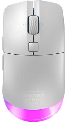 Produktbild von CHERRY Xtrfy M50 - Maus - ergonomisch - optisch - 5 Tasten - kabellos, kabelgebunden - 2.4 GHz, Bluetooth 5.2 - kabelloser Empfänger (USB) - weiß