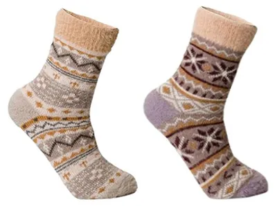 Produktbild von Kuschelsocken Damen Winter 2er Pack – Flauschige Socken aus Baumwolle – Warme dicke Haussocken in Größe 35-38 & 39-42, Farbe:Beige, Größe Socken & Strumpfhosen Erwachsene:35-38