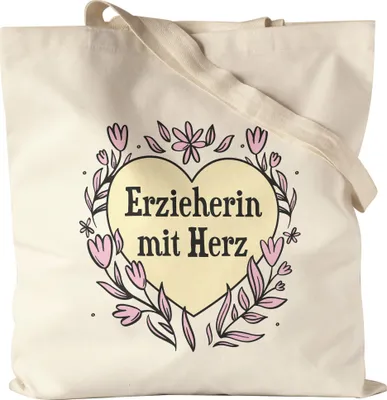 Produktbild von Erzieherin mit Herz Jutebeutel Stoffbeutel Canvas Geschenkidee Zum Danke Sagen Beste Erzieherin