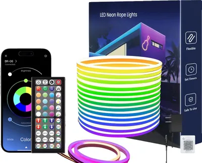 Obrázok produktu pre LED neonové reťazové svetlá, aplikácia a diaľkové ovládanie, viacero režimov, 1 rolka x 10 m, 0–5 W, EU zástrčka