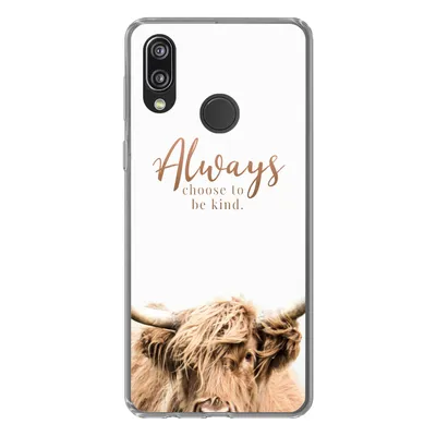 Produktbild von MuchoWow® Handyhülle Schutzhülle Hülle für Huawei P20 Lite (2020) Schottischer Highlander - Zitate - Weiß Silikon Softcase Handy Hülle - Kartenhalter