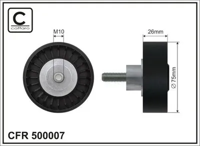 Produktbild von CAFFARO 500007 Umlenkrolle Keilrippenriemen 75mm für AUDI A4 Avant (8K5, B8) A6 Avant (4G5, 4GD, C7) A6 Avant (4F5, C6) A4 Avant (8ED, B7)