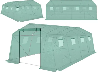 Produktbild von Gewächshaus Obst- und Gemüsetunnel PE-Stahlkonstruktion grün 300X600X200CM
