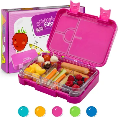 Image de Schmatzfatz Lunch Box Enfant, Boite Repas Compartiment, Boite à Lunch Bento Colorée, Boite a Gouter Enfant Sans BPA, Boite Dejeuners Etanche et Lavable au Lave-vaisselle, Boite Dejeuner et Tartine