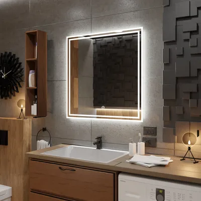 Obrázek produktu pro Koupelnové zrcadlo s LED osvětlením a dotykovým vypínačem - Vienna - 90 cm, 90 cm